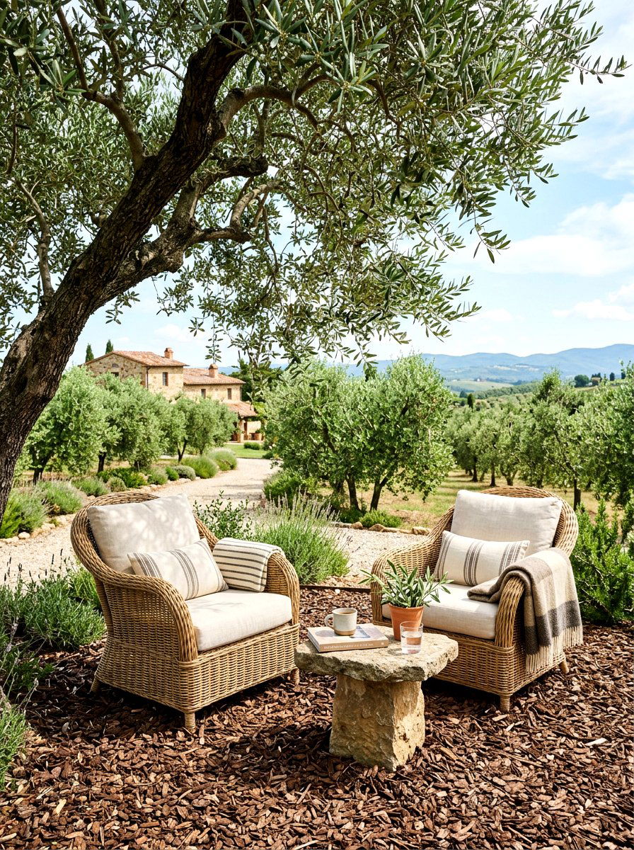Olive tree seating area - 30 olive grove backyard ideas