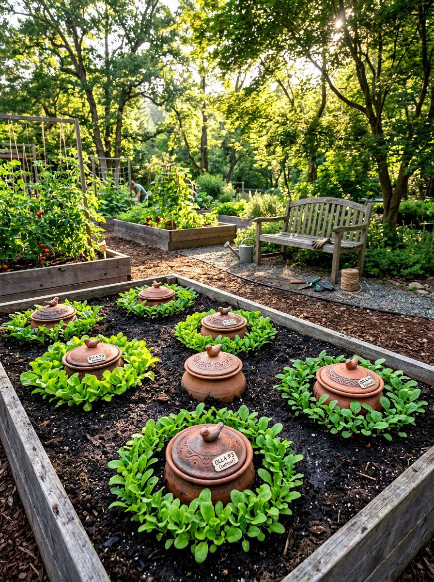 Olla pot irrigation - 30 vegetable garden watering ideas