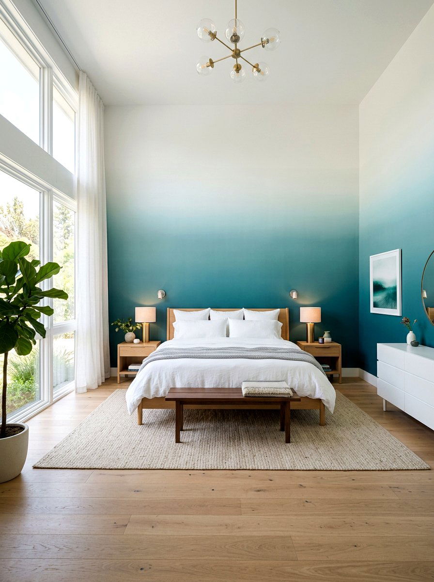 Ombre Gradient Wall - 30 small room mural ideas