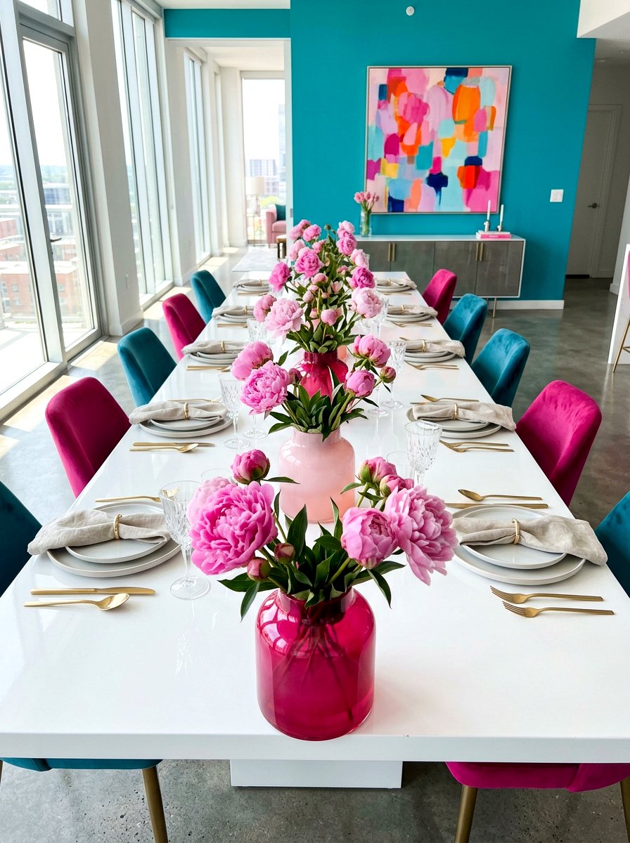 Ombre Pink Flower Vases - 30 Galentine table decor ideas