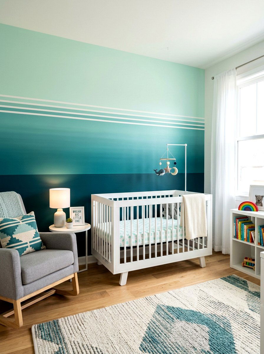 Ombre Stripe Nursery Wallpaper - 30 stripe nursery wallpaper ideas