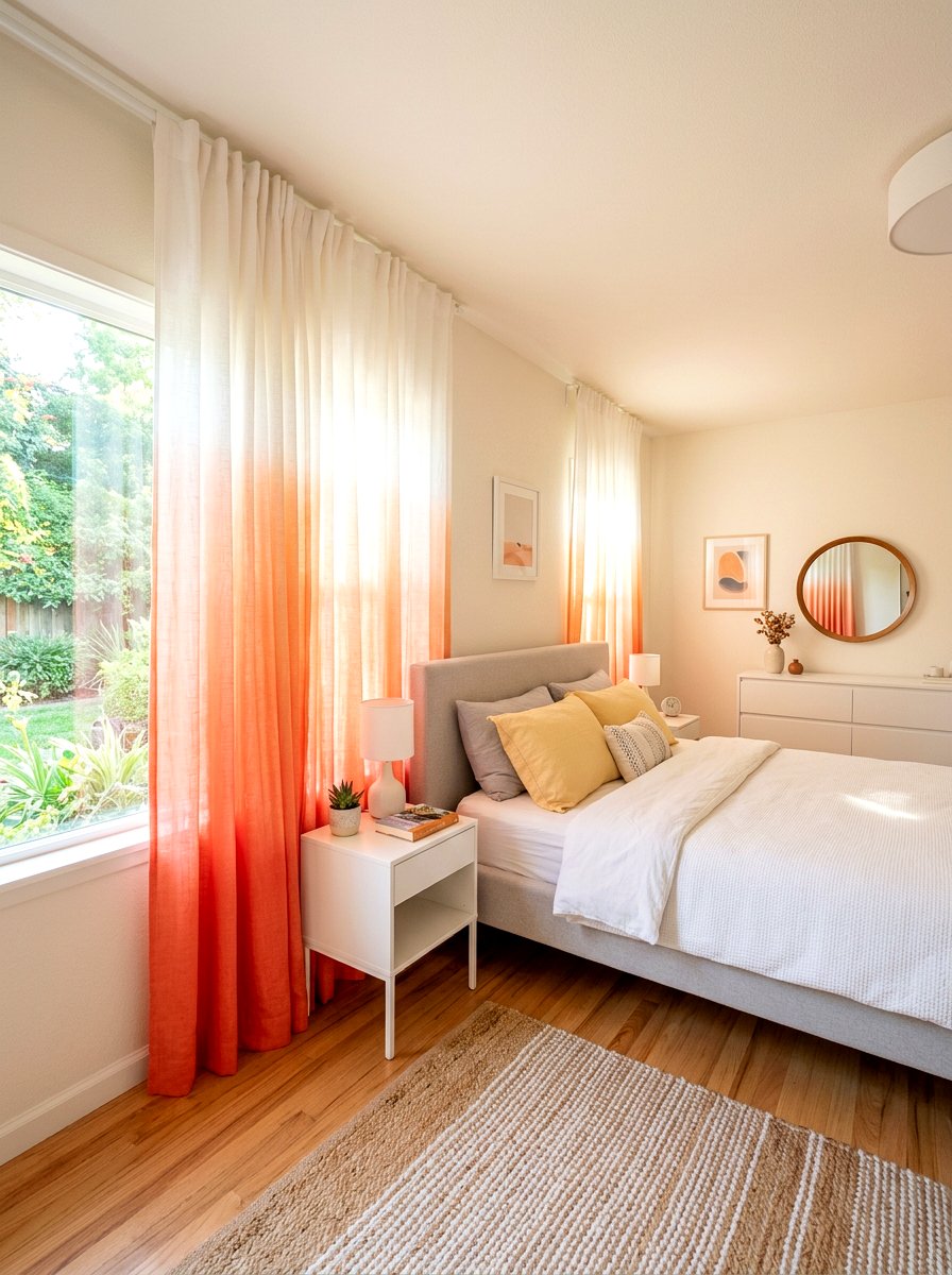 Ombre Window Treatment - 30 sunrise inspired bedroom ideas