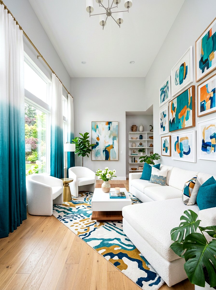 Ombre curtains living room - 30 living room curtain ideas
