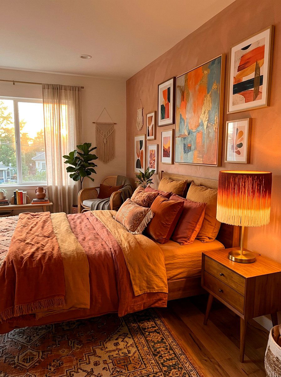 Ombre fringe lamp shade - 30 fringed lamp shade ideas