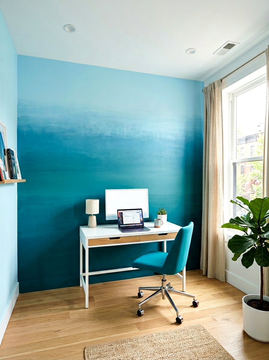 Ombre paint office wall - 30 office accent wall ideas