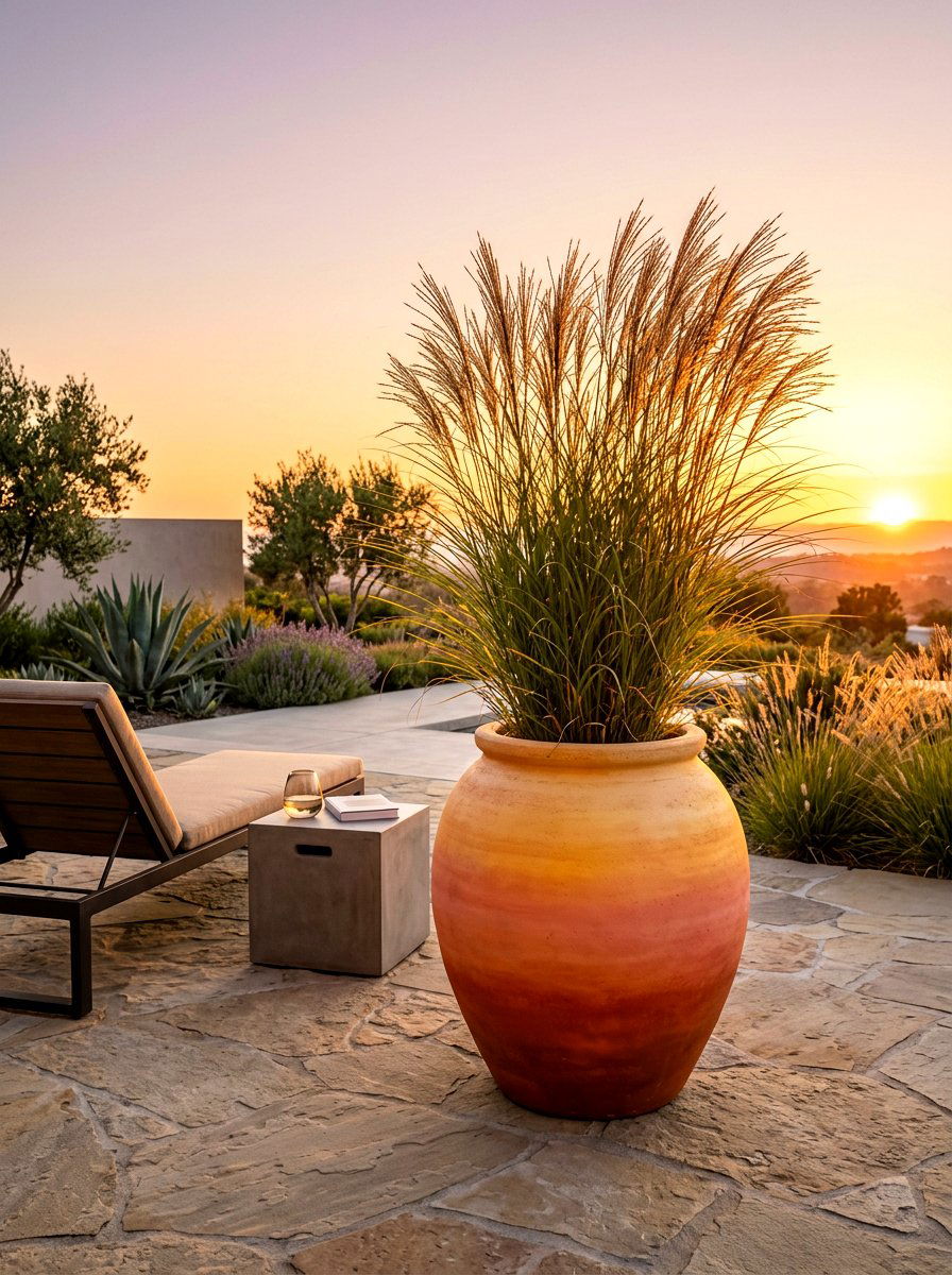 Ombre terracotta pot - 30 painted flower pot ideas