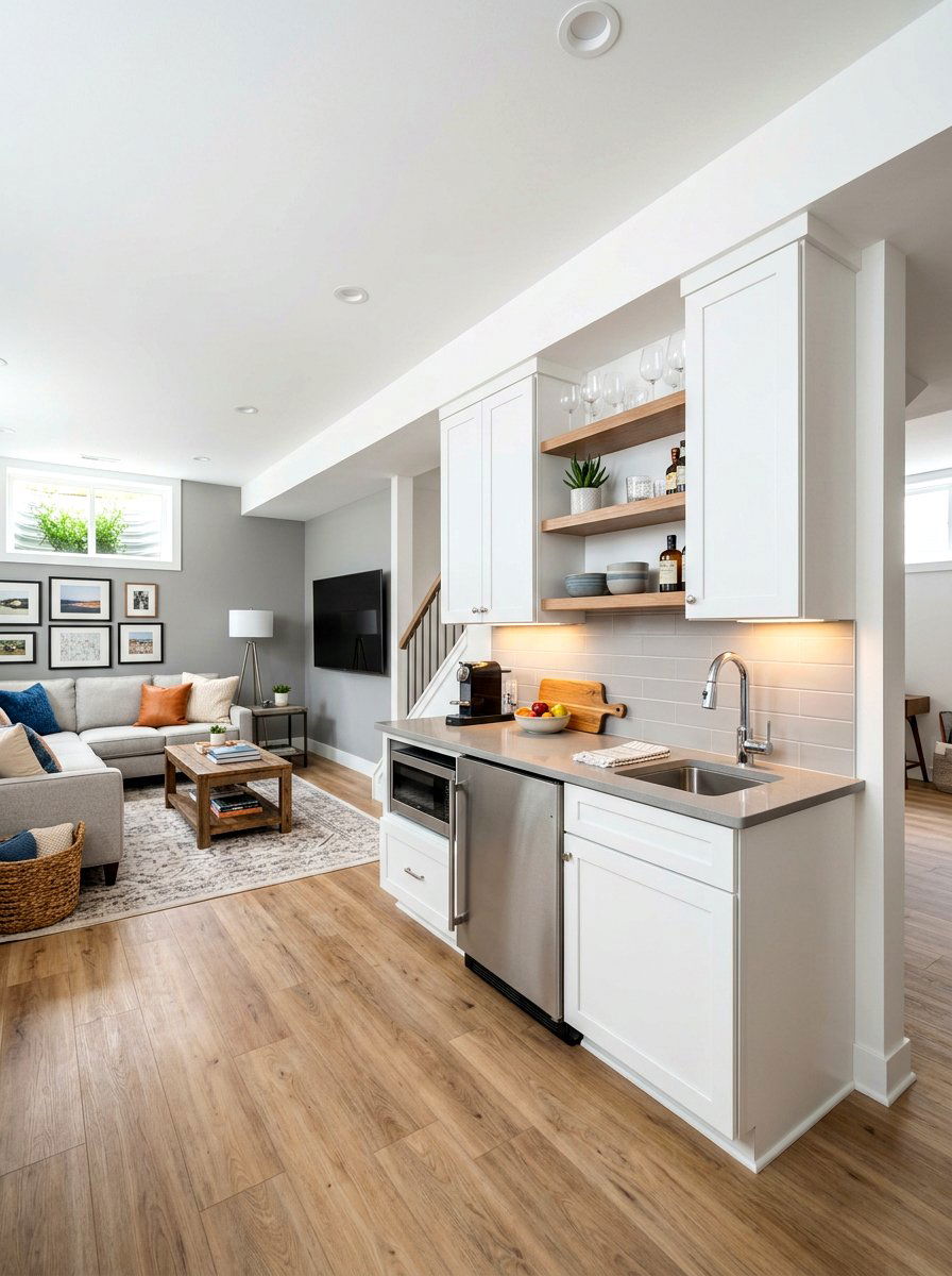 One wall basement kitchenette - 30 basement kitchenette ideas
