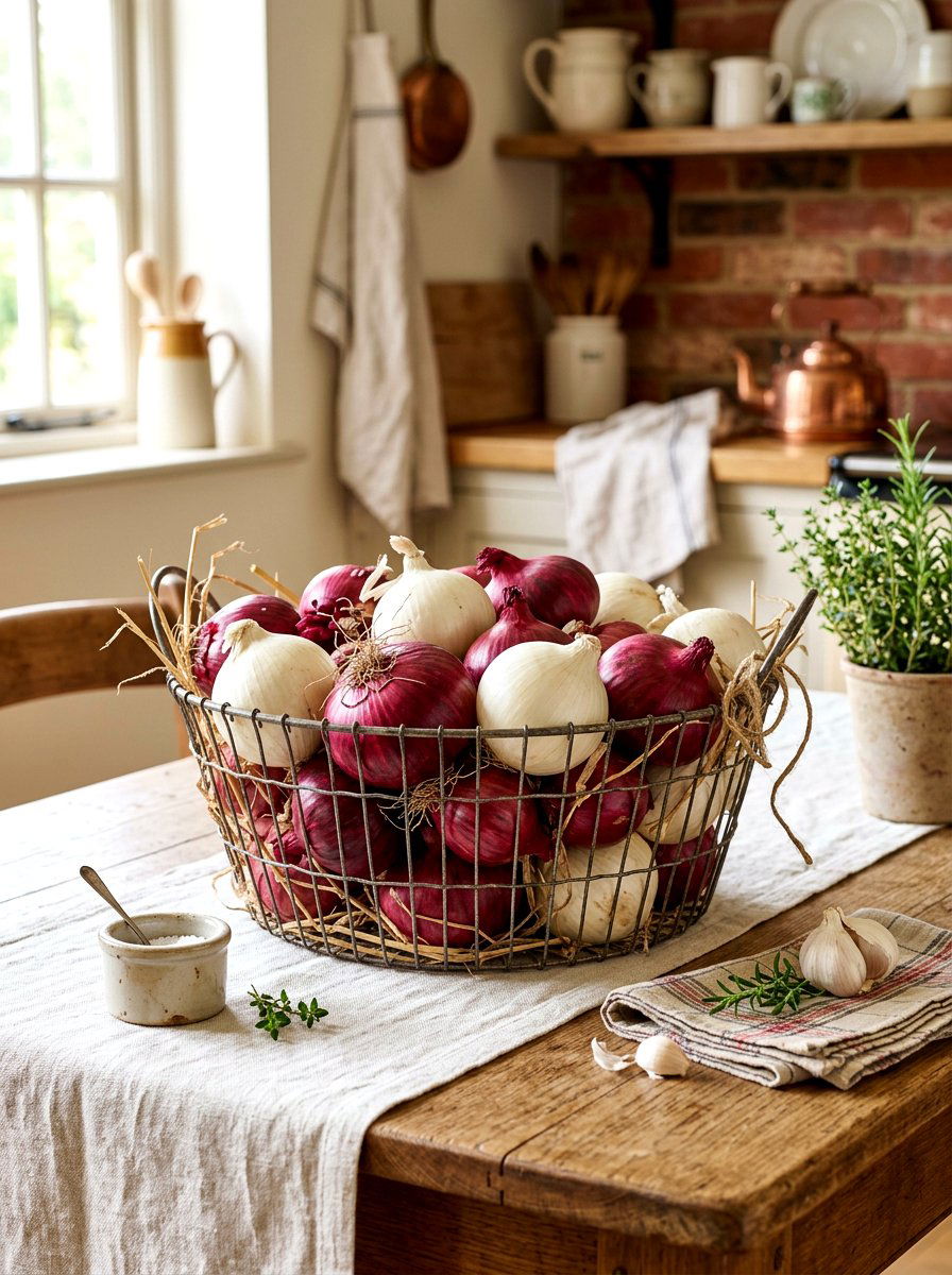 Onion Harvest Centerpiece - 30 vegetable centerpiece ideas