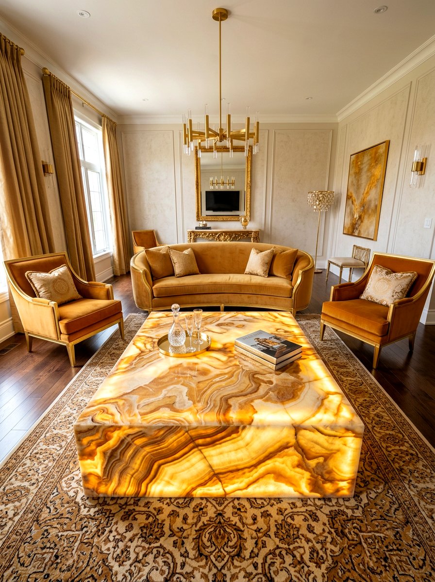 Onyx Slab Coffee Table - 30 stone coffee table ideas