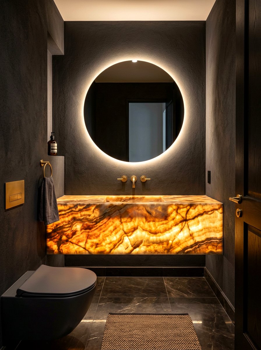 Onyx backlit sink - 30 statement stone sink ideas