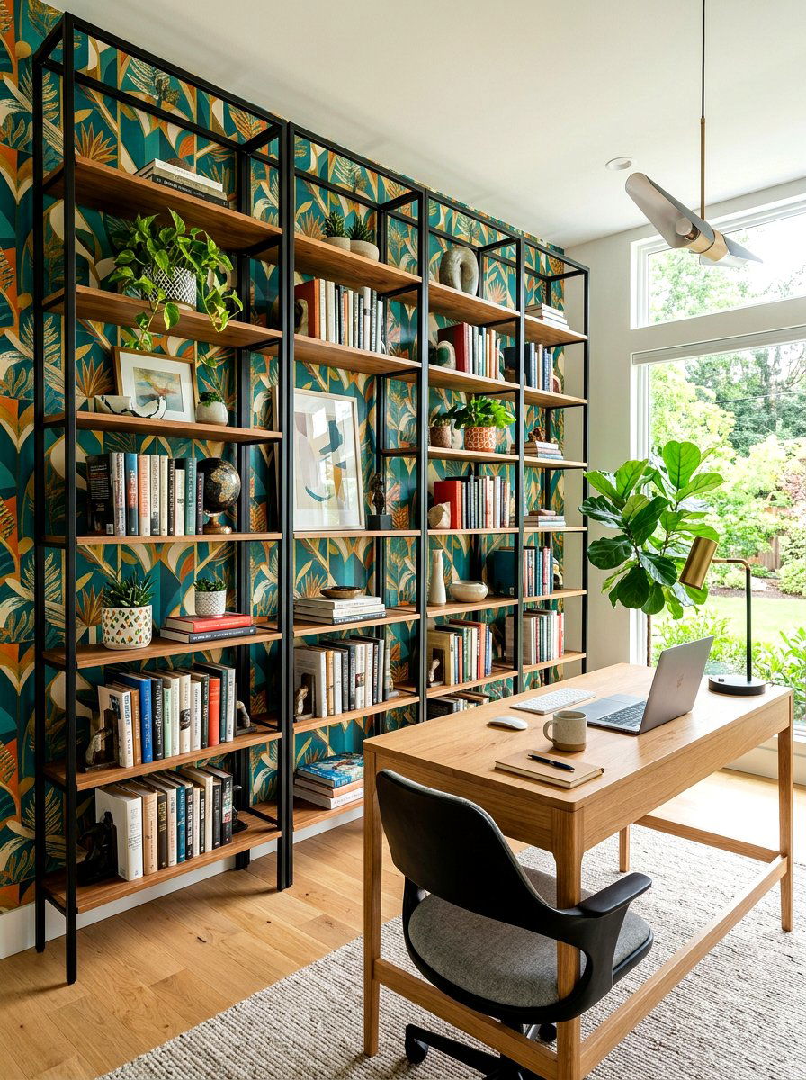 Open Back Bookshelf Wall Office - 30 bookshelf wall office ideas