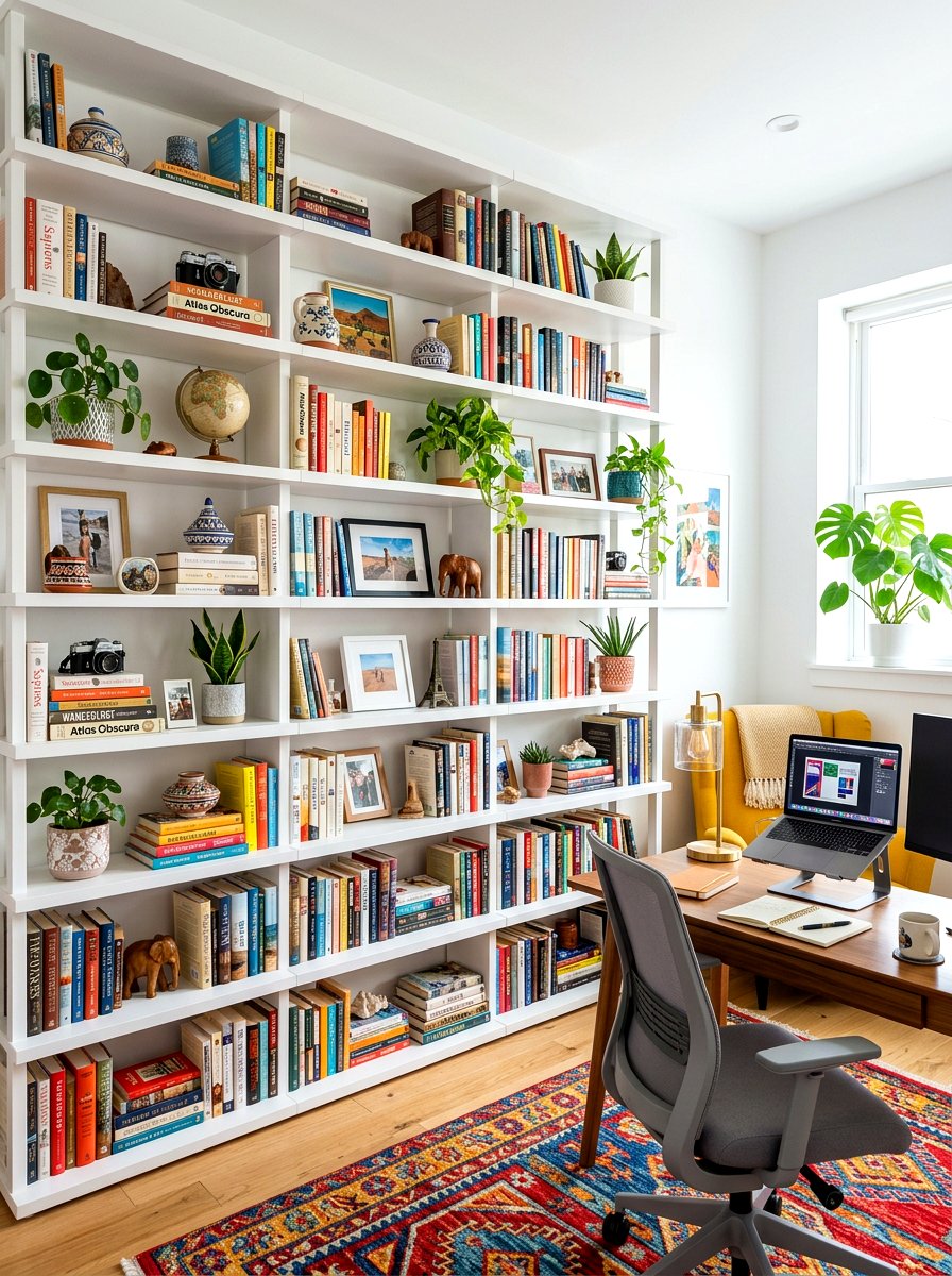 Open Bookshelf Styling - 30 maximalist office ideas