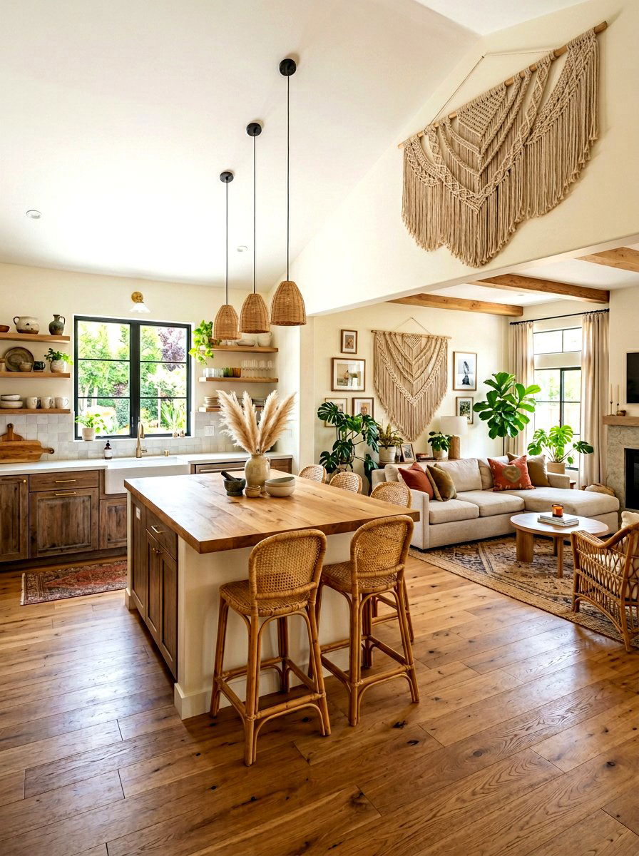 Open Concept Boho Kitchen - 30 boho kitchen ideas