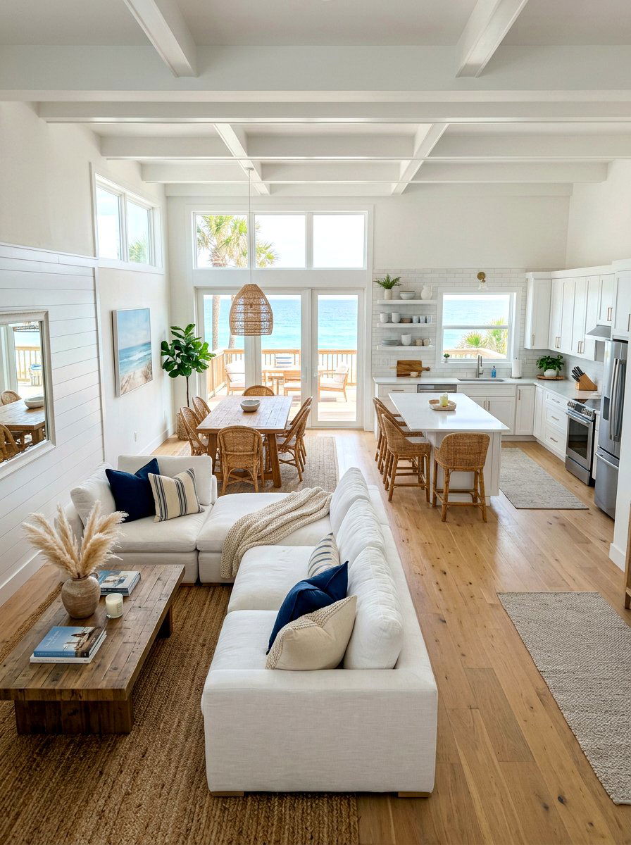 Open Concept Coastal Area - 30 seaside cottage ideas