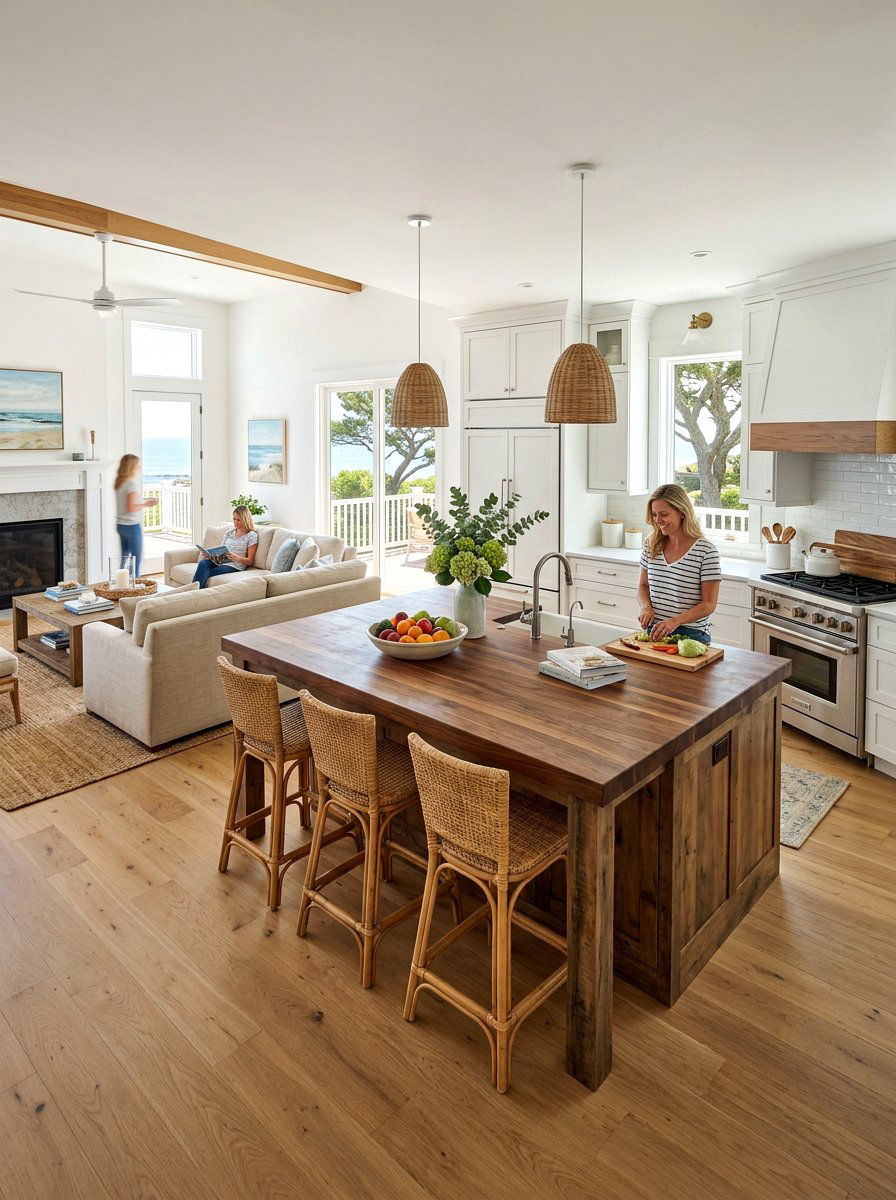 Open Concept Coastal Kitchen - 30 coastal grandmother kitchen ideas