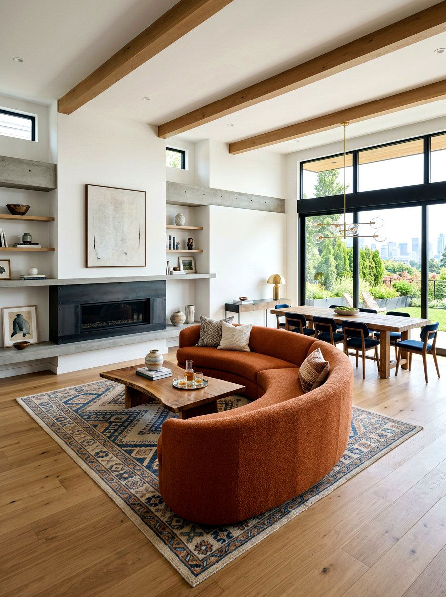 Open Concept Curved Sofa - 30 curved sofa living room ideas