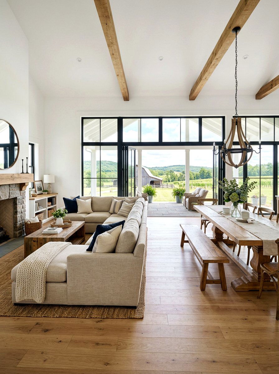 Open Concept Farmhouse - 30 farmhouse living room ideas