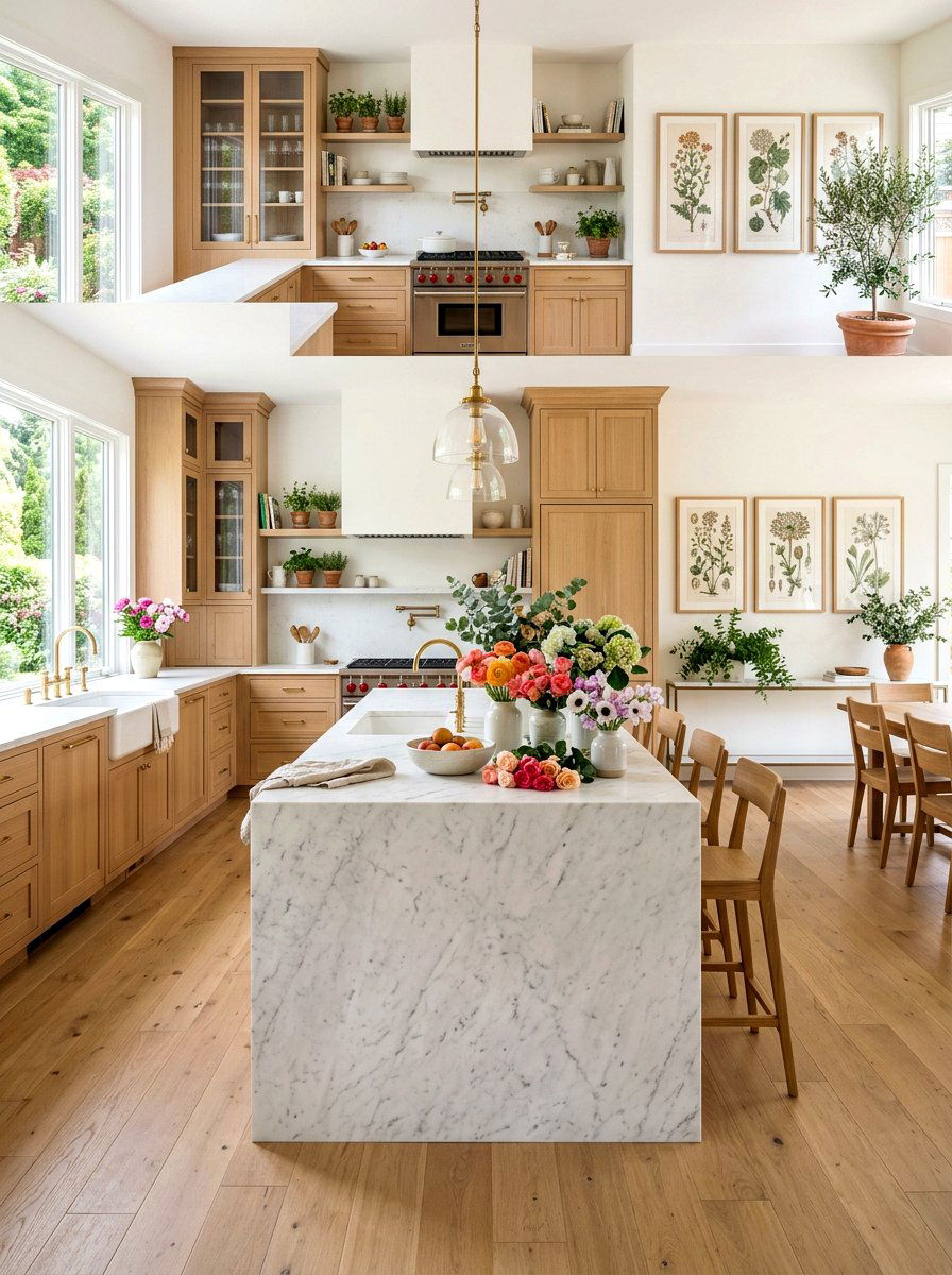 Open Concept Floral Kitchen - 30 flower market kitchen ideas