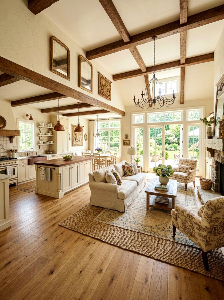 Open Concept French Country Living Room - 30 French country living room ideas
