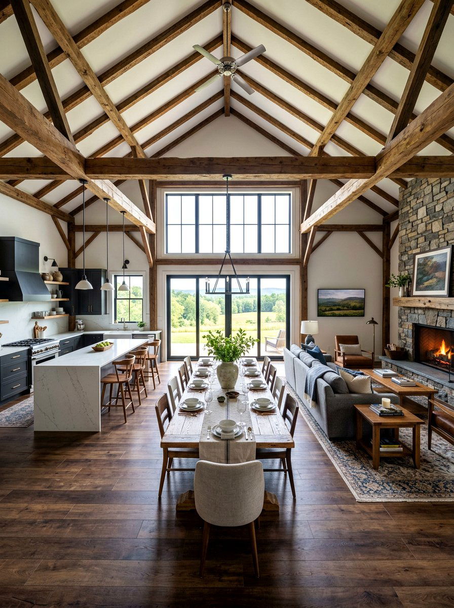 Open Concept Great Room - 30 barn style home ideas