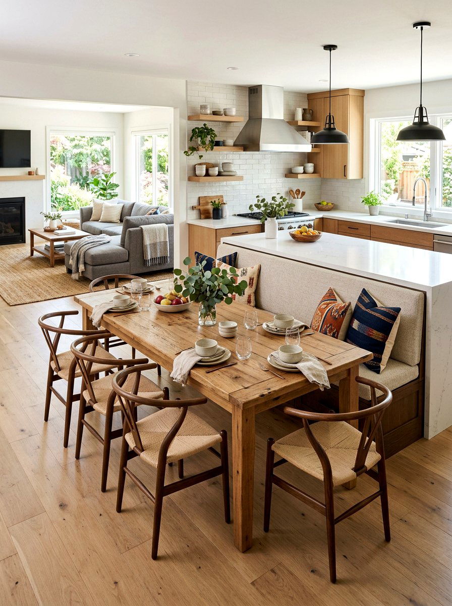 Open Concept Kitchen Banquette - 30 banquette window nook ideas