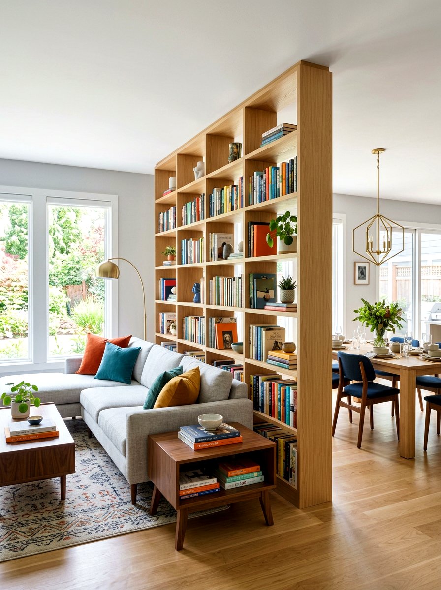 Open Concept Library Divider - 30 home library wall ideas
