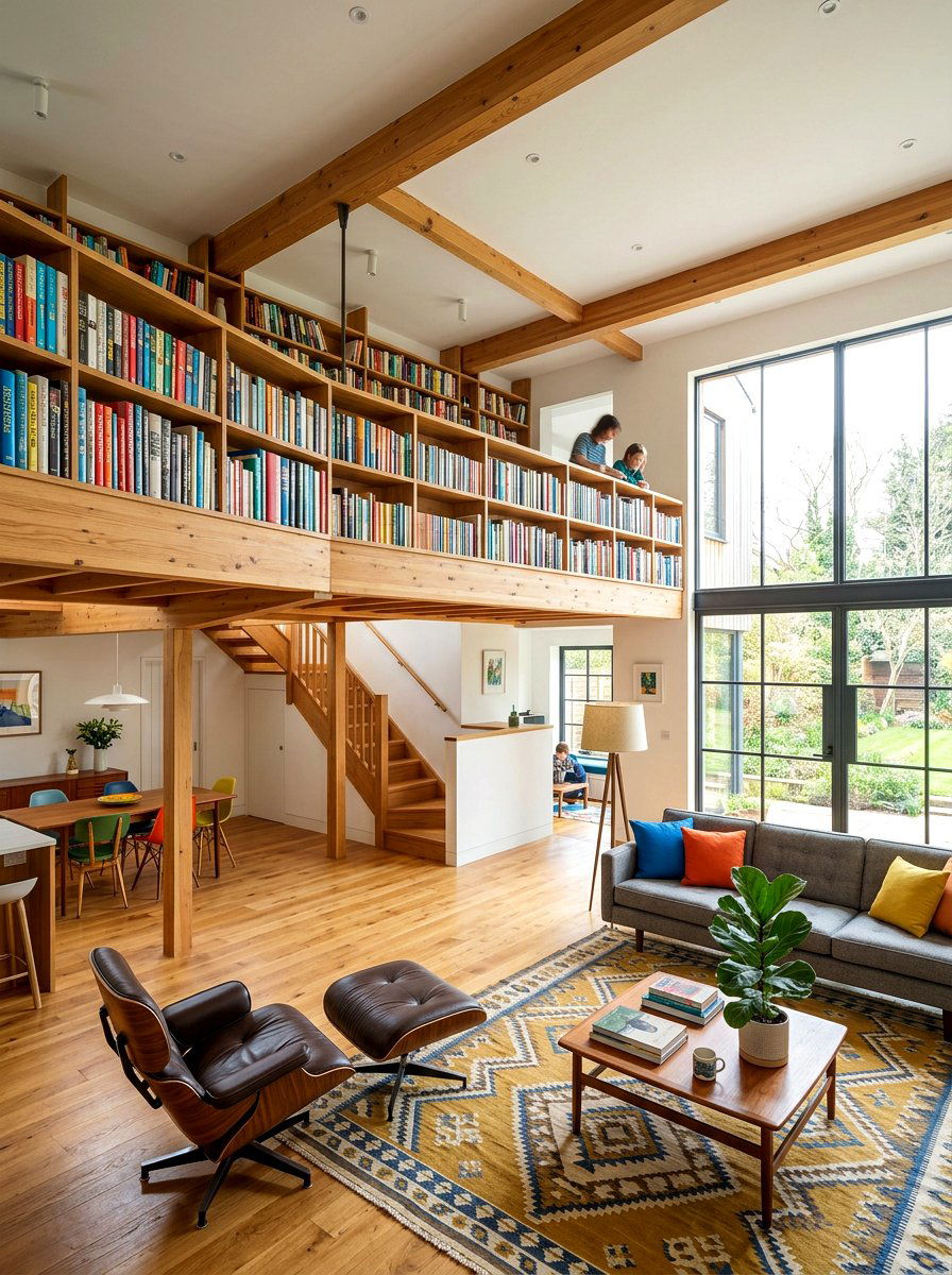 Open Concept Library Loft - 30 reading room ideas