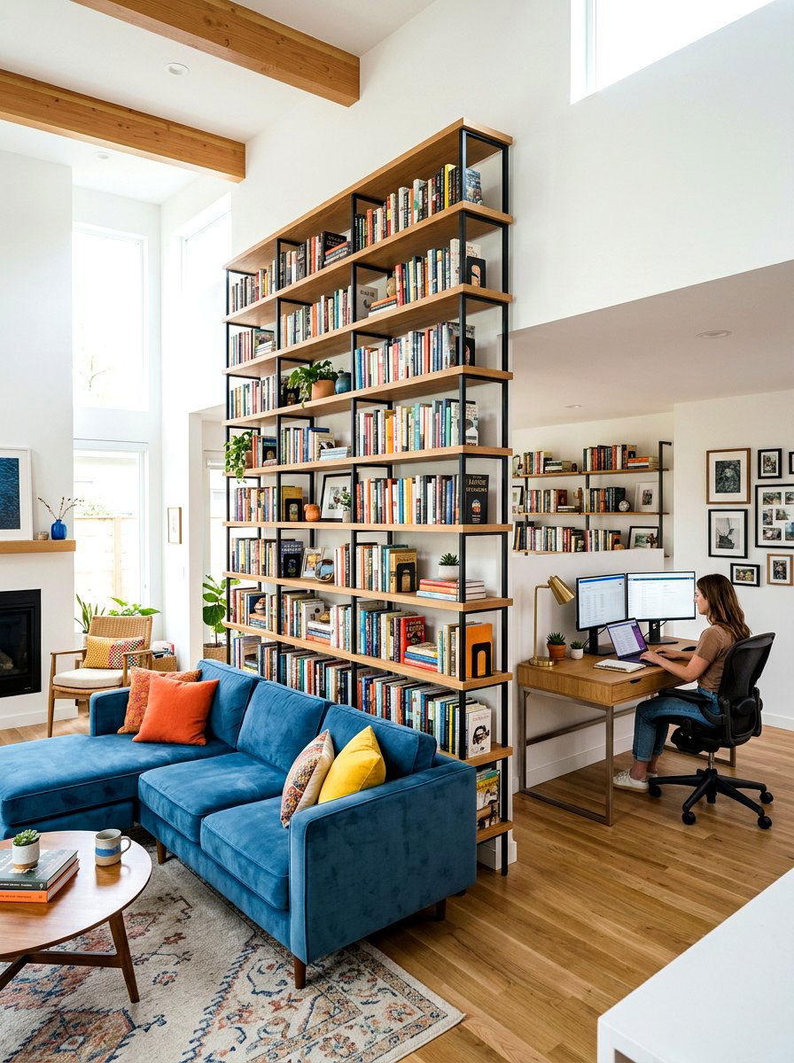 Open Concept Library Office - 30 office library combo ideas