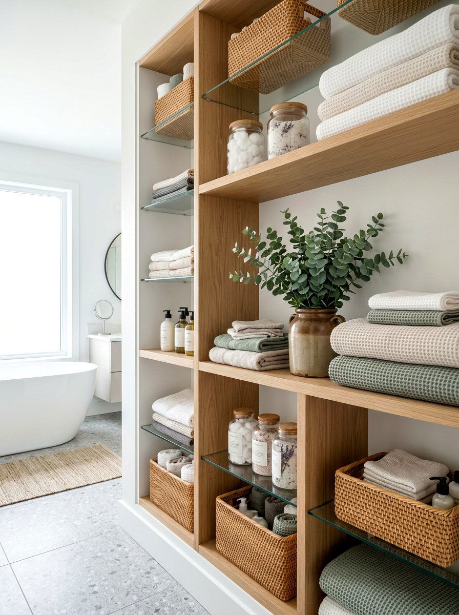Open Concept Linen Display - 30 linen cupboard styling ideas