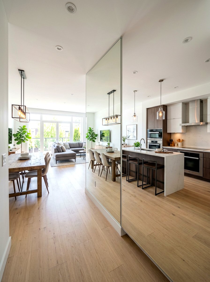 Open Concept Mirror Wall - 30 floor to ceiling mirror wall ideas