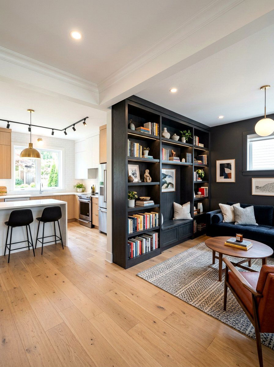 Open Concept Moody Library Living - 30 moody library living room ideas