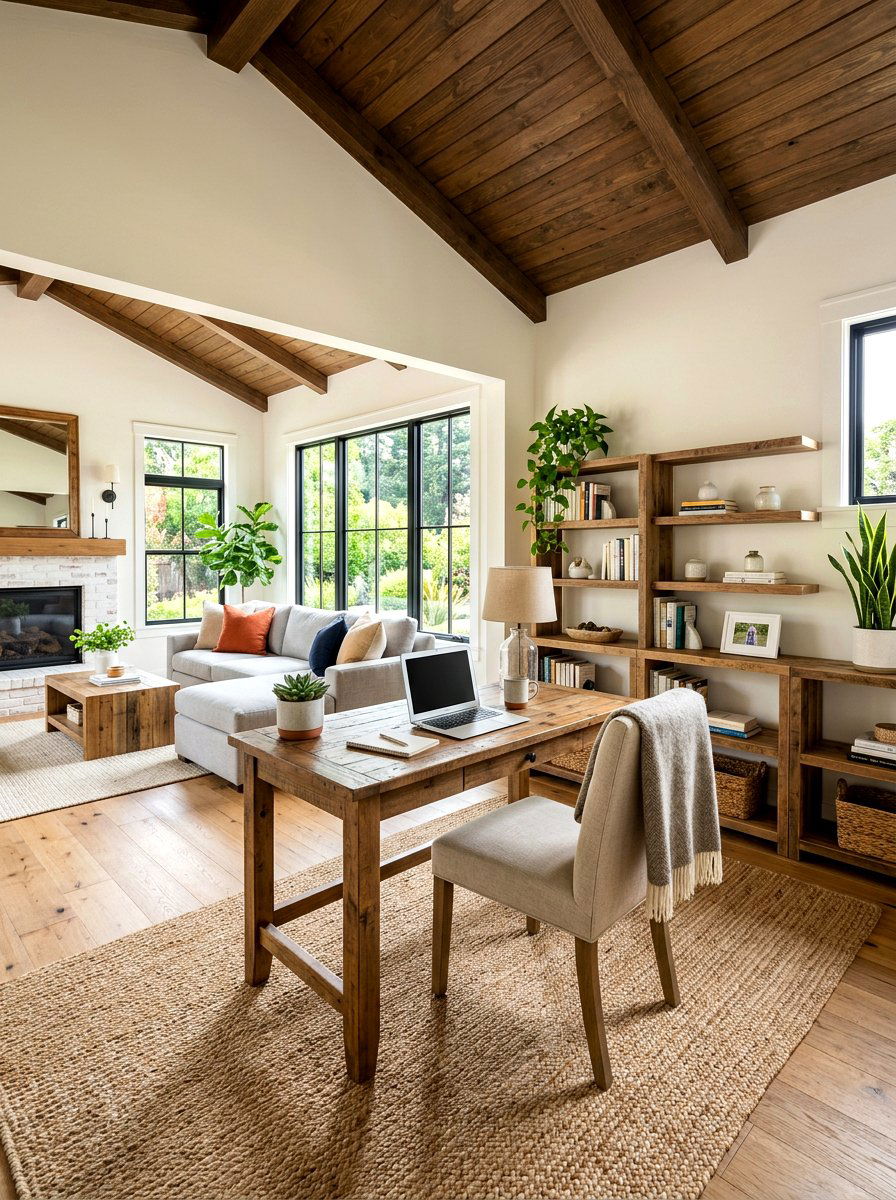 Open Concept Office - 30 farmhouse home office ideas