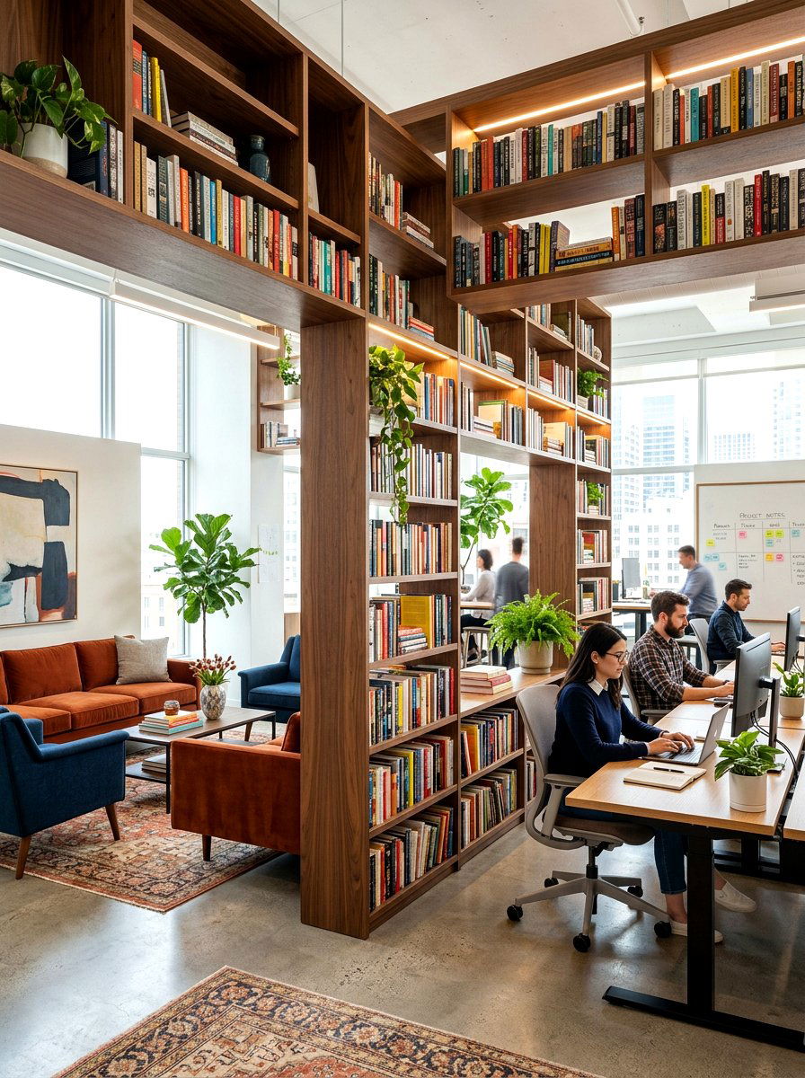 Open Concept Office Library - 30 classic office library ideas