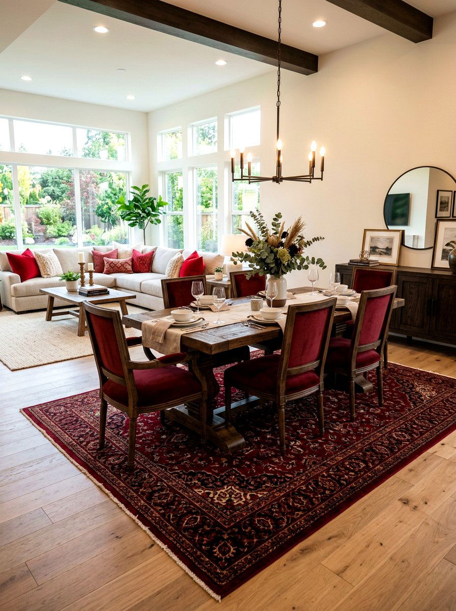 Open Concept Oxblood Dining - 30 oxblood fall dining room ideas