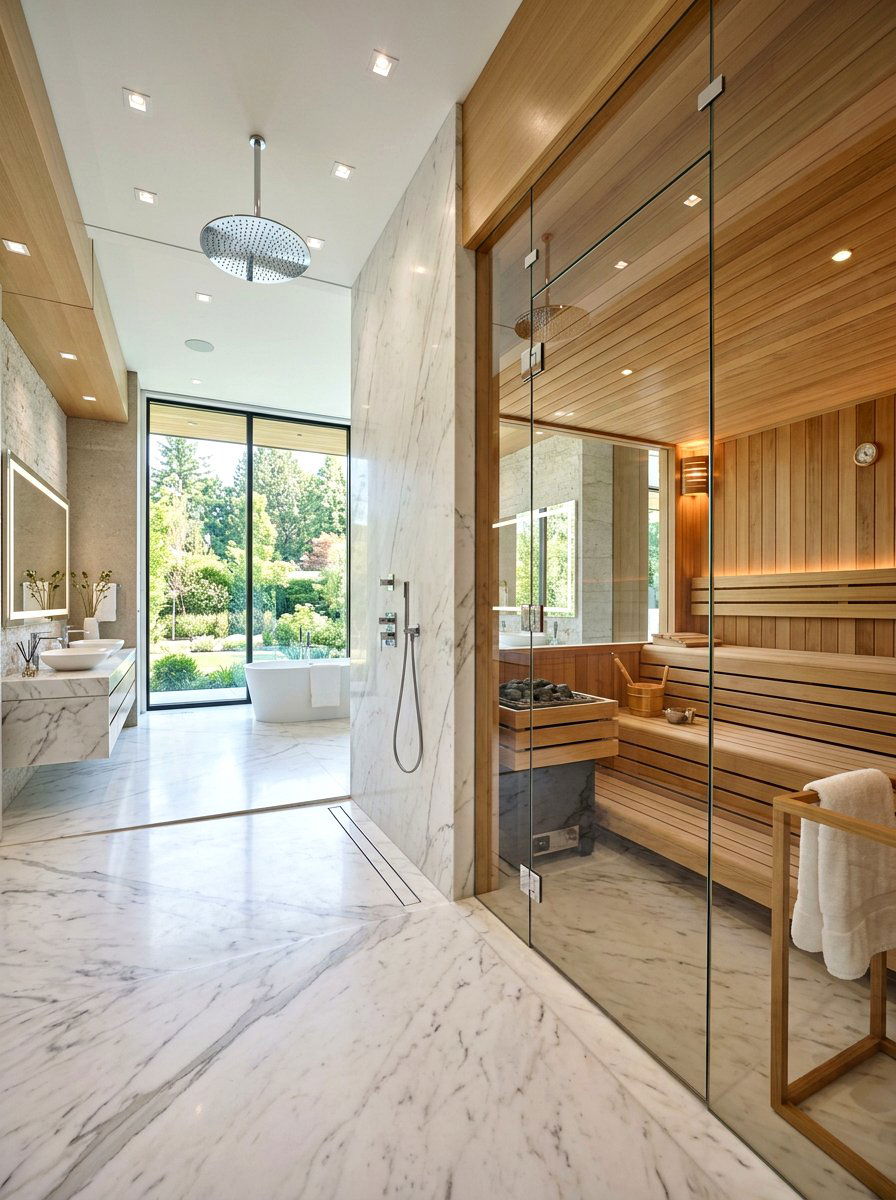 Open Concept Sauna Bathroom - 30 sauna bathroom ideas