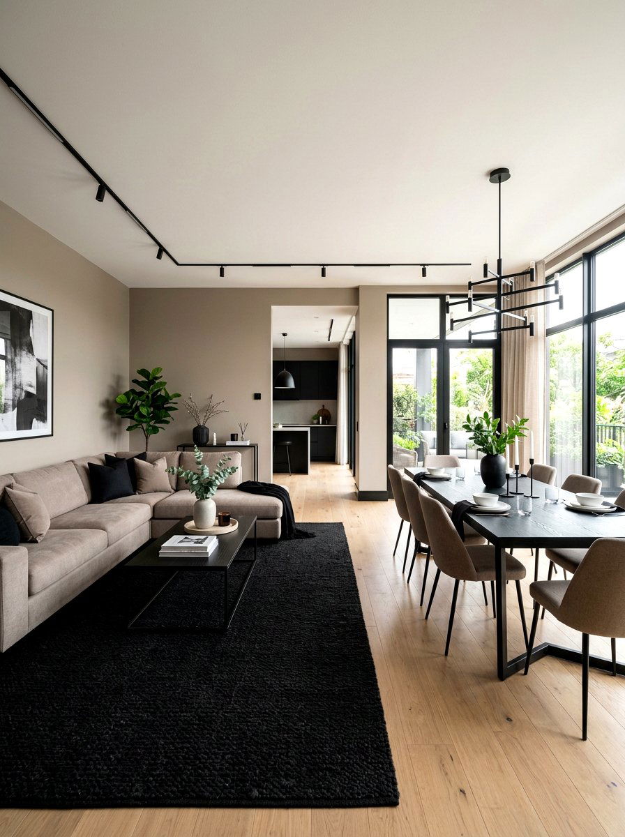 Open Concept Taupe Black Living - 30 taupe and black living room ideas