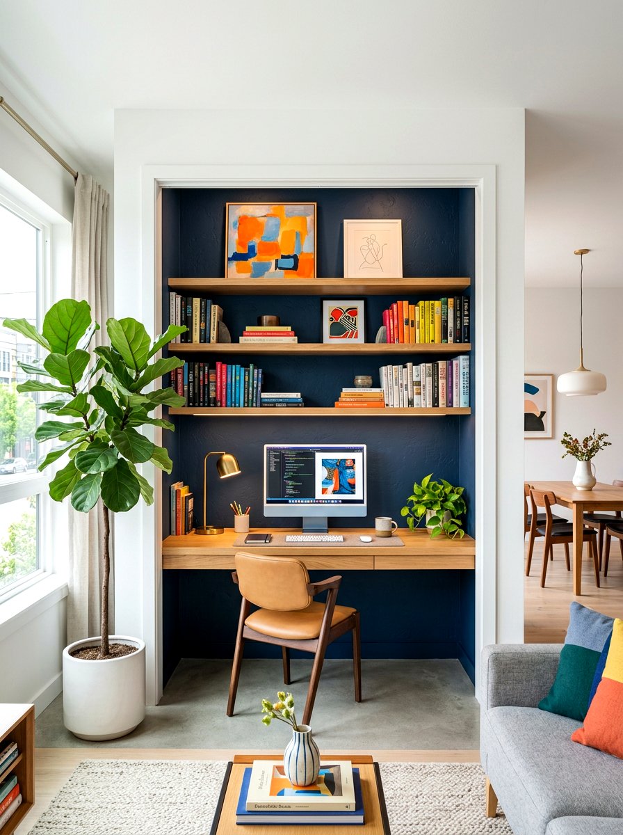 Open Concept Wall Desk - 30 cloffice apartment ideas