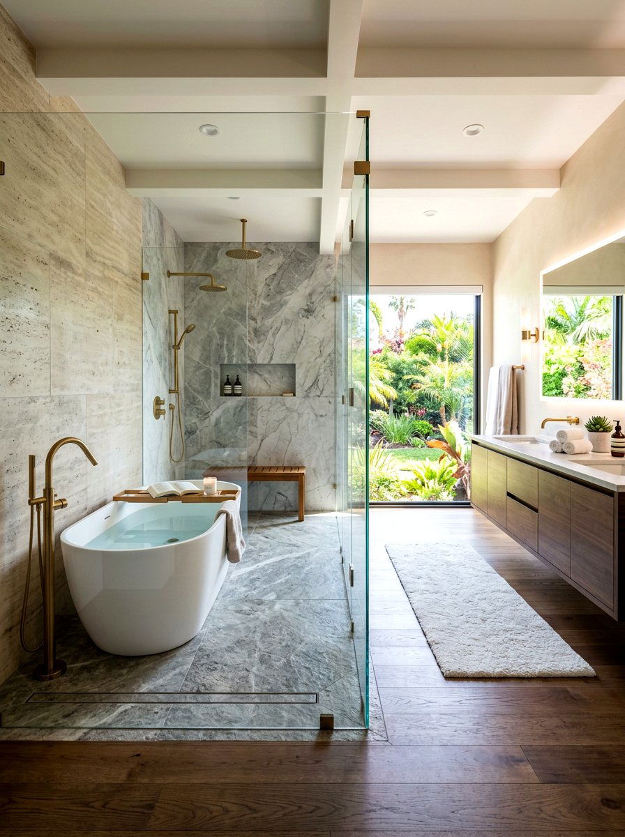 Open Concept Wet Room - 30 quiet luxury bathroom ideas