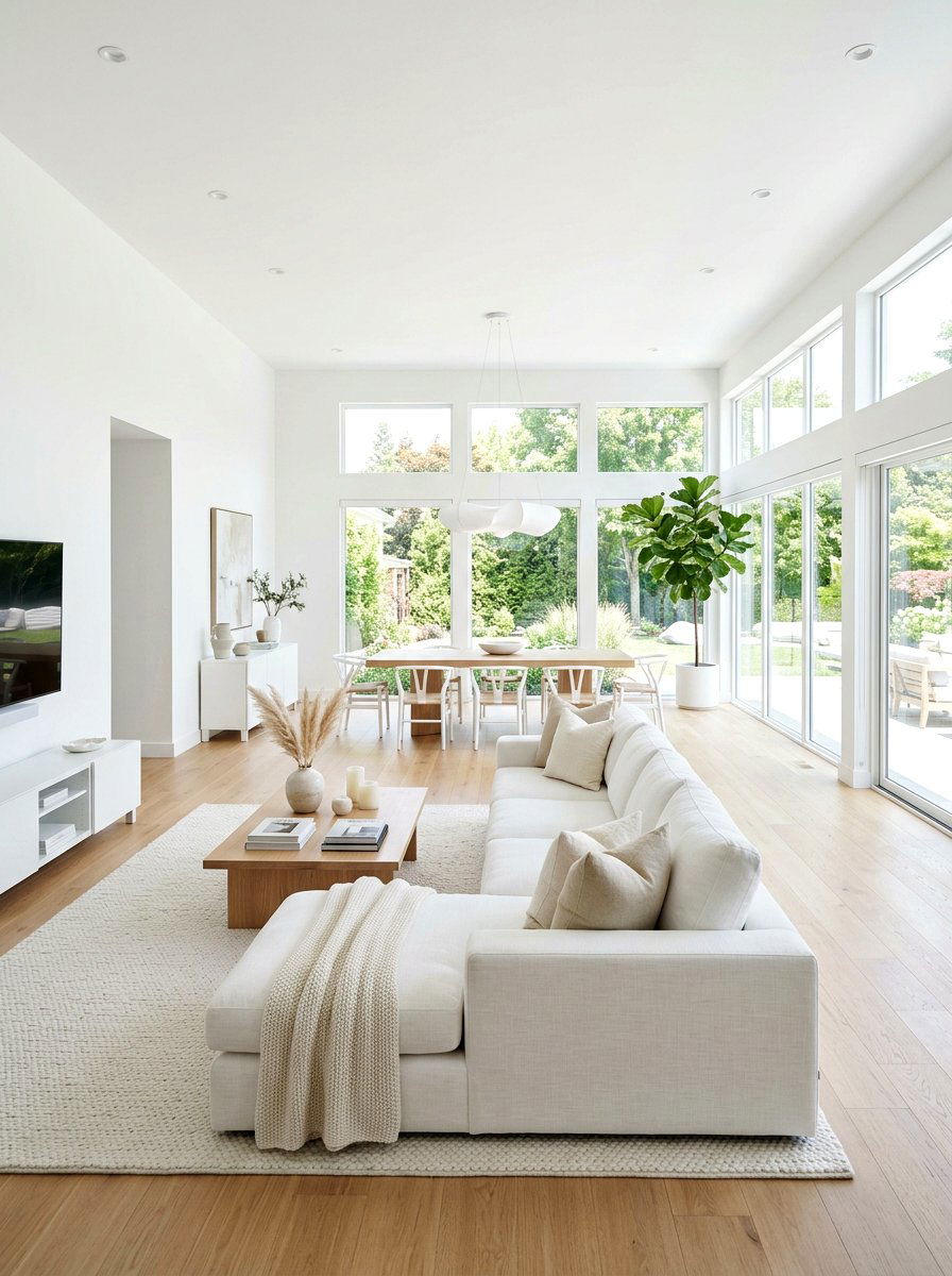 Open Concept White Living Room - 30 white living room ideas