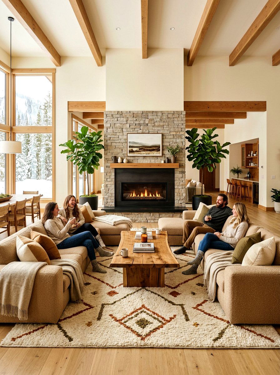 Open Concept Winter Lounge - 30 cozy winter lounge ideas