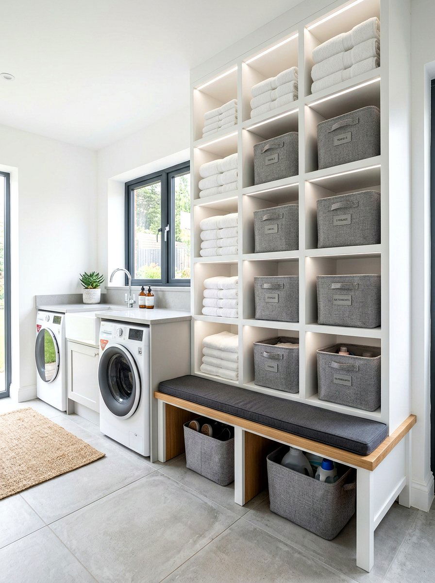 Open Cubby Shelving - 30 laundry room storage ideas