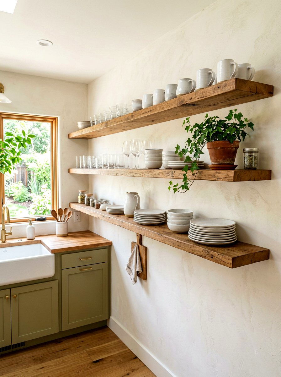 Open Floating Shelves - 30 kitchen storage ideas
