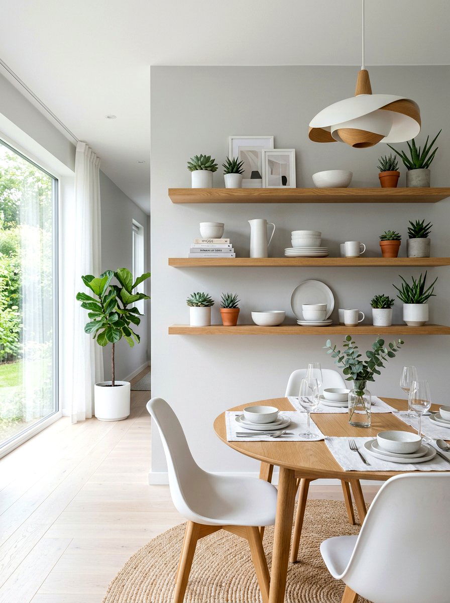 Open Floating Shelves - 30 dining room china display ideas