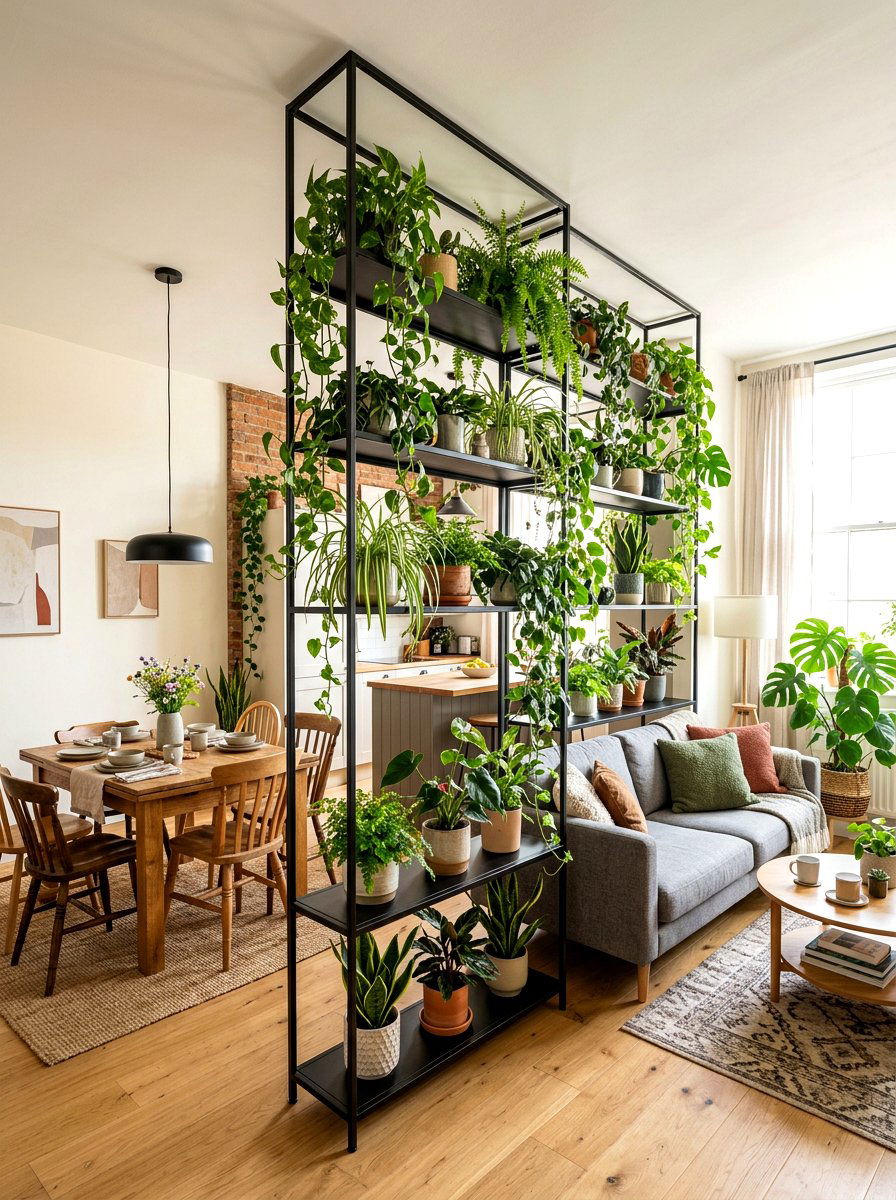 Open Floor Plan With Plant Divider - 30 micro living ideas
