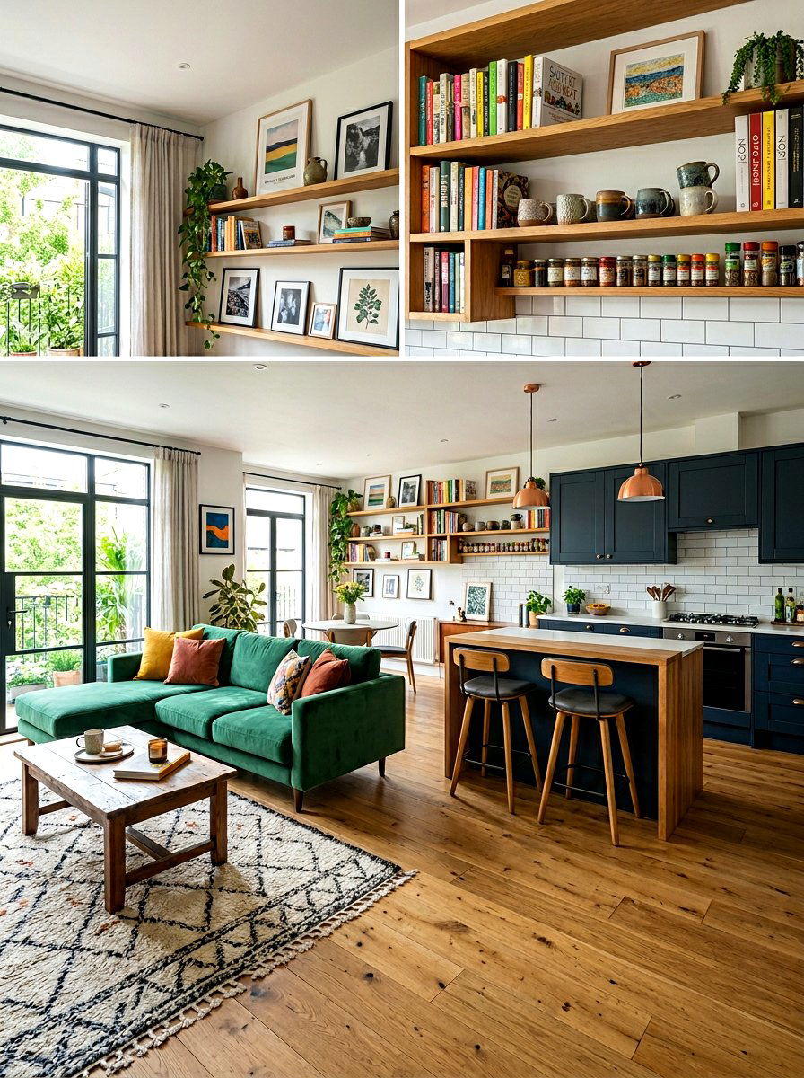 Open Kitchen Living Shelving - 30 living room shelf decor ideas