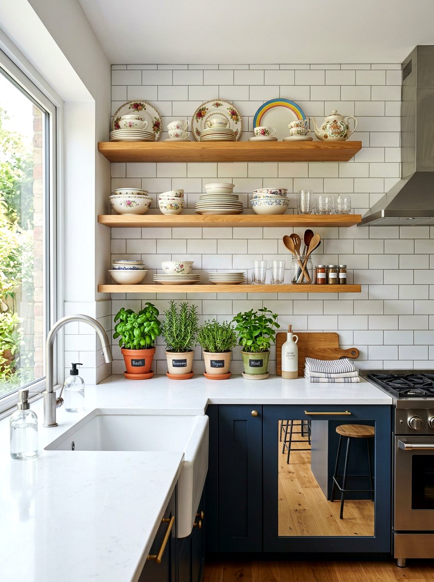 Open Kitchen Shelves - 30 vintage china display ideas