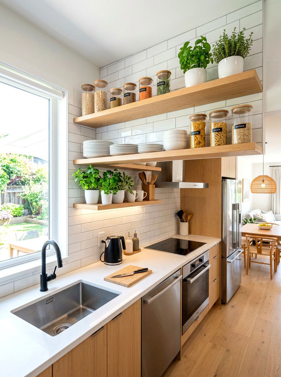 Open Kitchen Shelving - 30 Pinterest apartment decor ideas