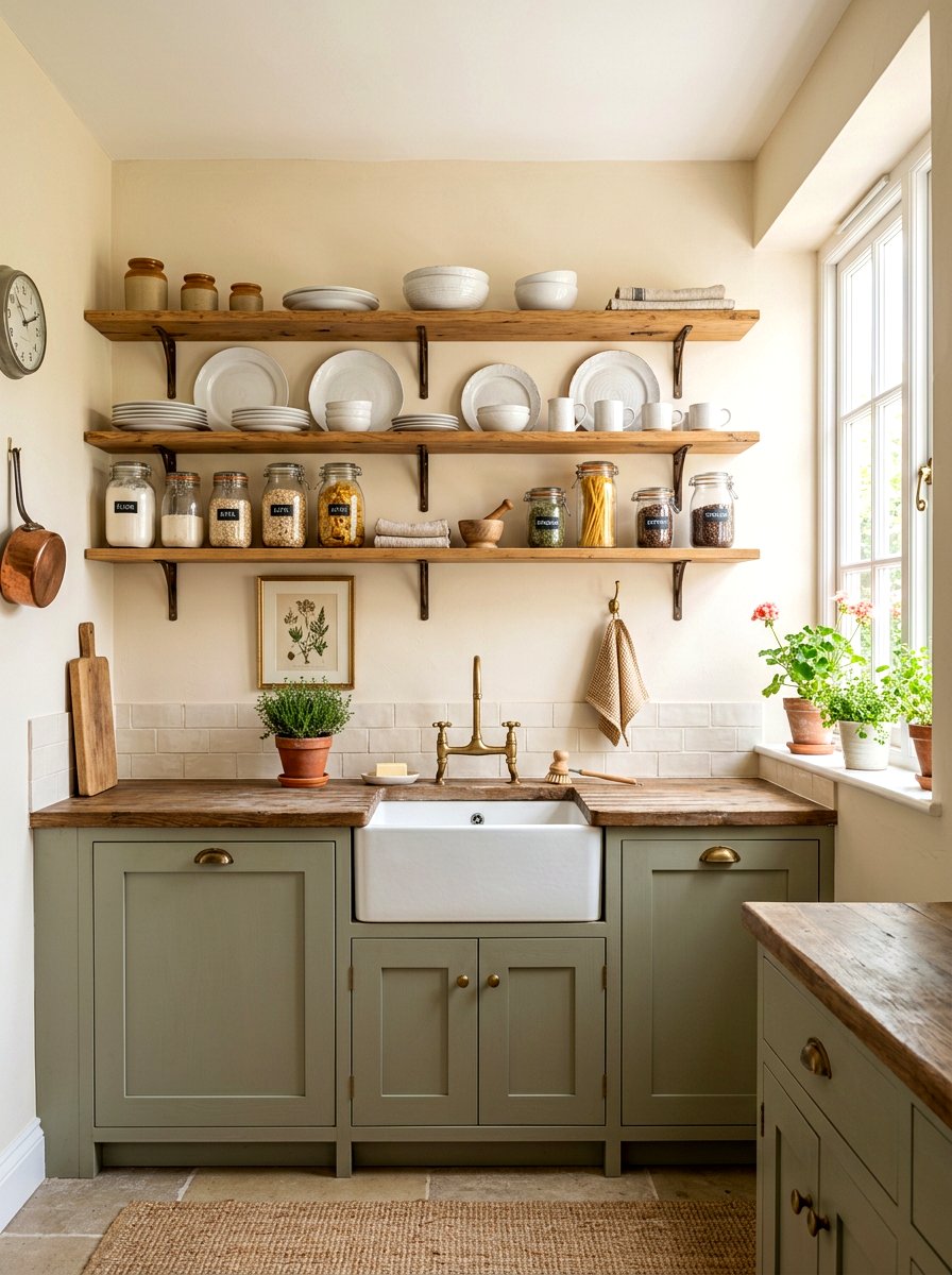 Open Kitchen Shelving - 30 cottage home decor ideas