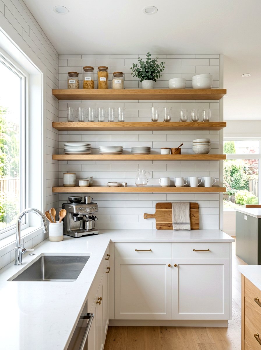 Open Kitchen Shelving - 30 collected apartment decor ideas