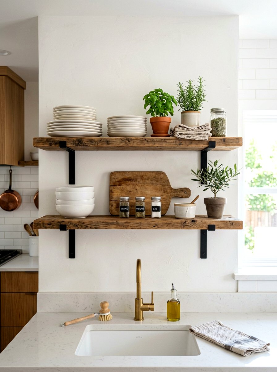 Open Kitchen Wall Shelf - 30 eco friendly kitchen ideas